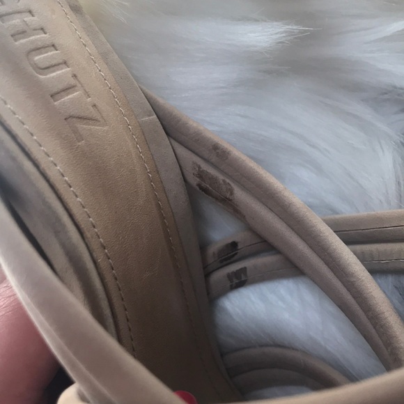 SCHUTZ Glassy Tan Strappy Suede Sandals Heels - Picture 7 of 8